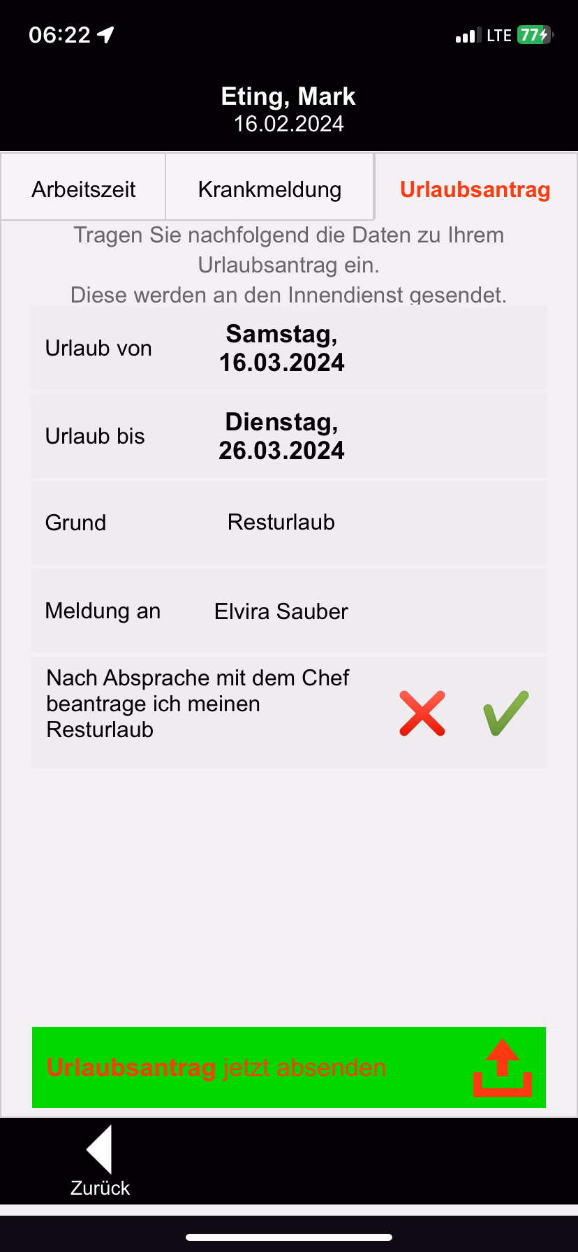 Urlaubsantrag stellen